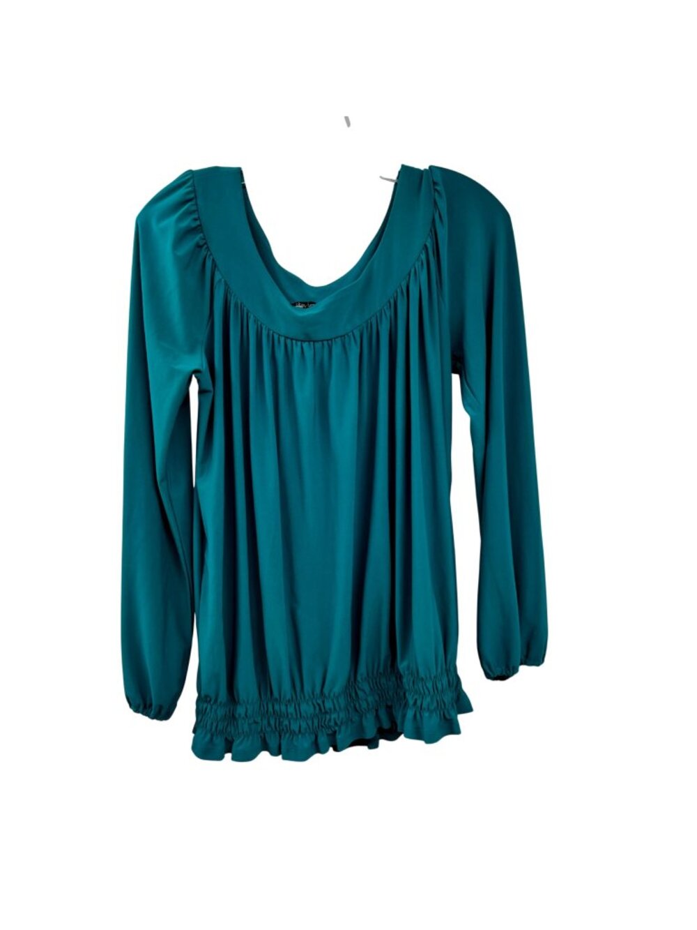 Daisy Fuentes Womens Blouse Teal Long Sleeve Peasant Size Medium